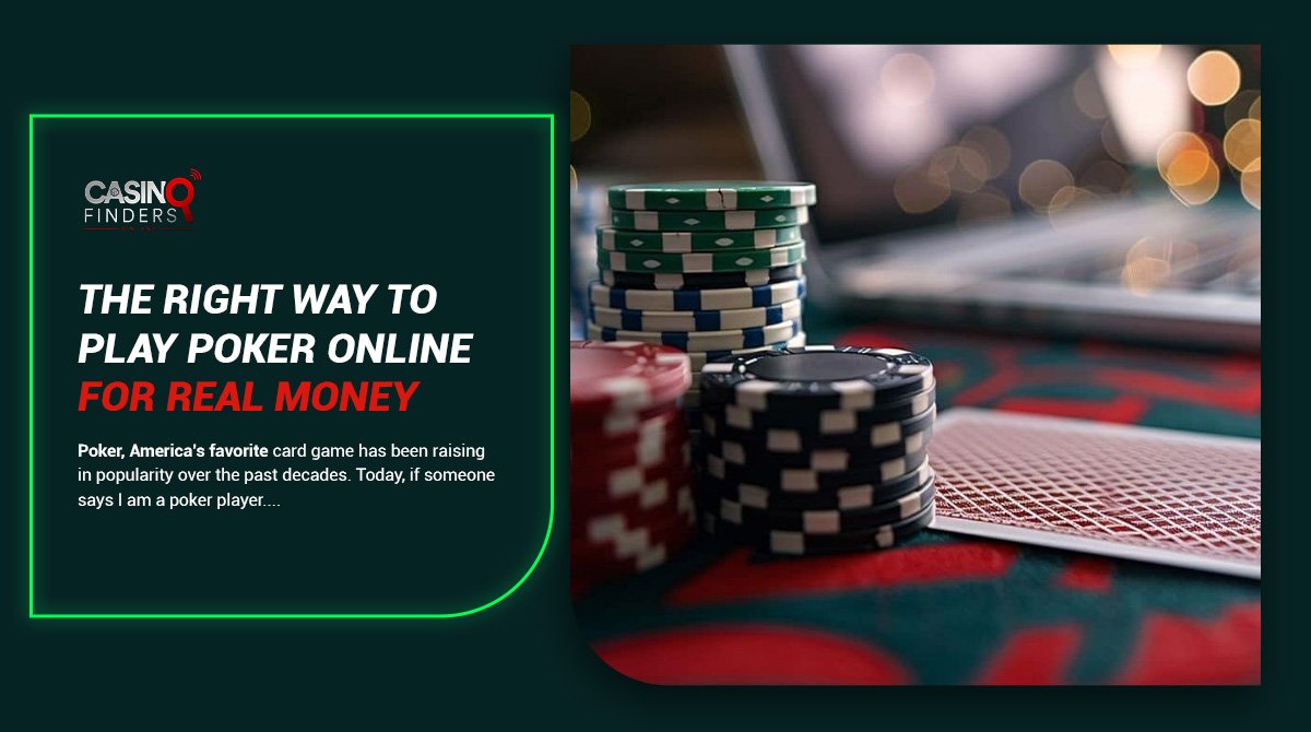 ultimate guide to play poker online for real money thumbnail image featuring poker chips, playing cards and a macbook