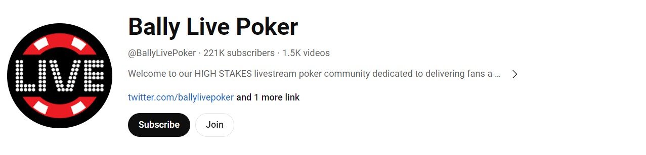Bally Live Poker Youtube channel