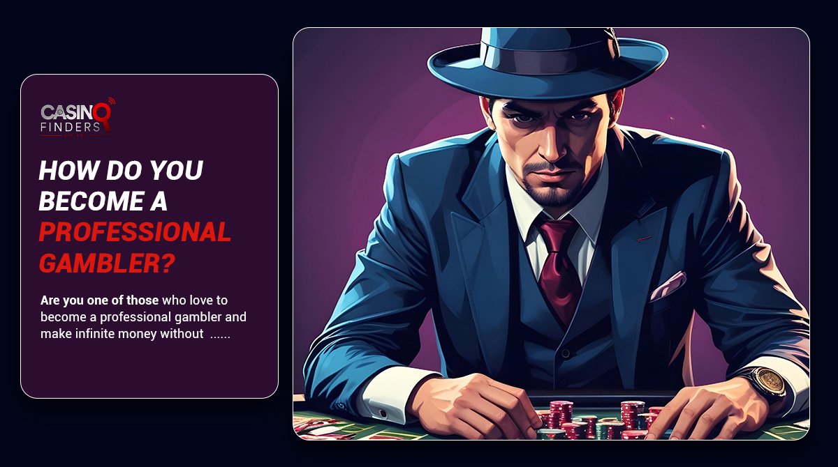 Thumbnail image featuring a male gambler in a suit sitting at a poker table | how to become a pro gambler?