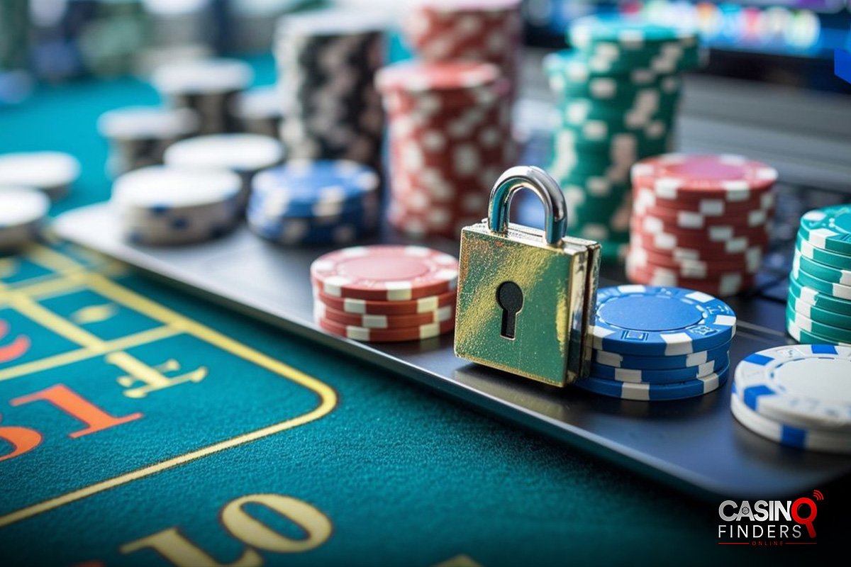 poker chips and lock suggesting a trusted online casino