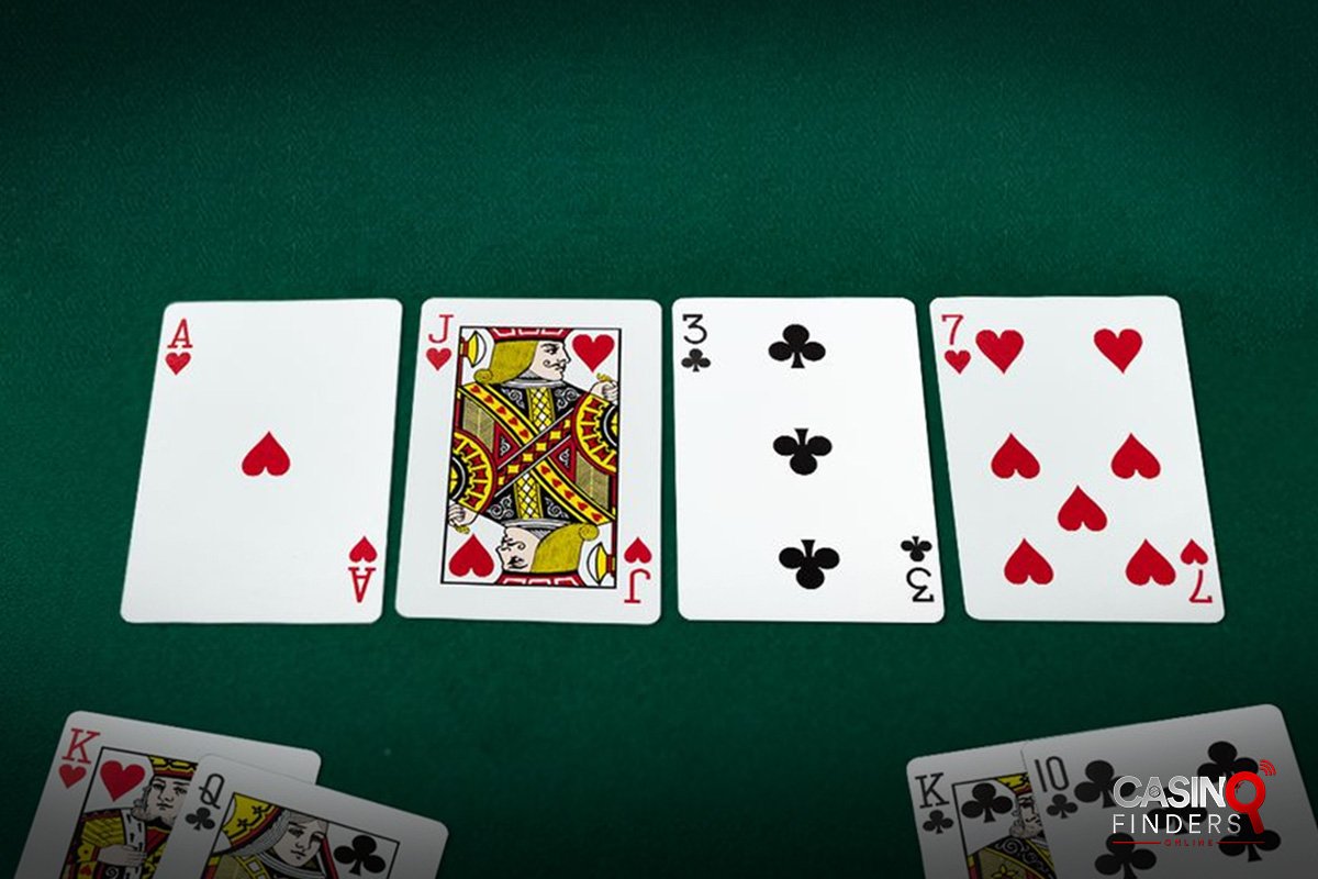 four community cards on a poker table