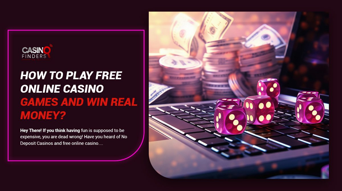 guide to free online casino games to win real money thumbnail image featuring dice, macbook and poker chips