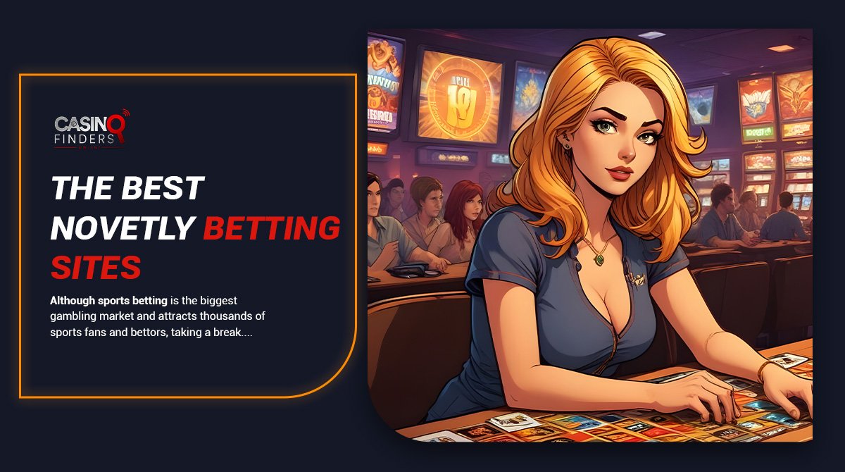image featuring a female bettor in a sportsbook explaining the best sites for novelty betting
