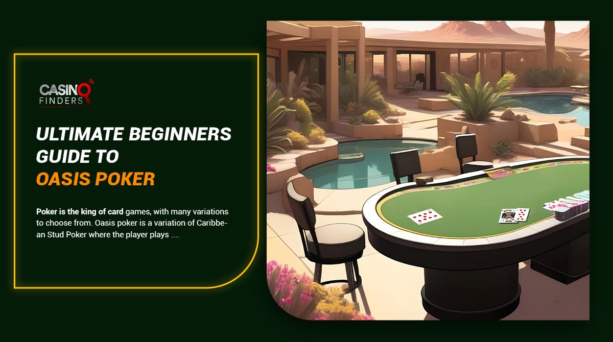 Thumbnail image featuring an Oasis poker table next to a tropical house pool | ultimate guide to play oasis poker for beginners