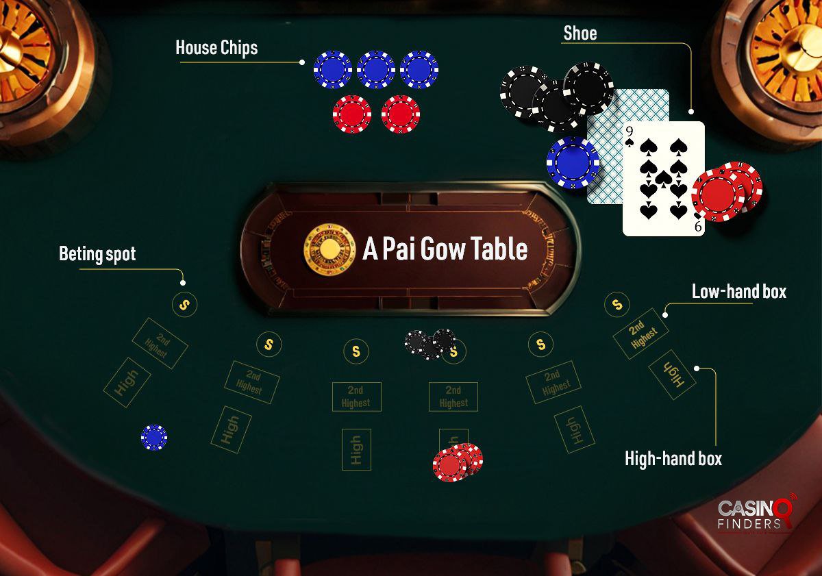 A Pai Gow table image illustrating bet types and positions 