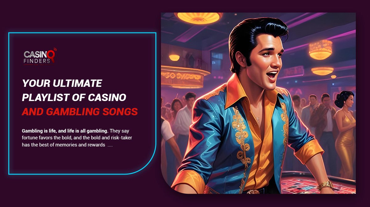 thumbnail image featuring Elvis Presley at a casino | the best playlist of casino and gambling songs