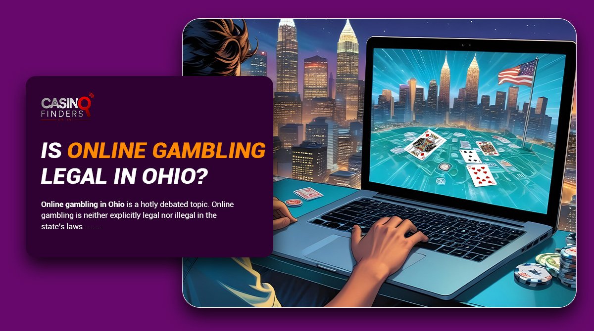thumbnail image featuring a sports bettor from Ohio state on a laptop searching for a legal online casino in Ohio