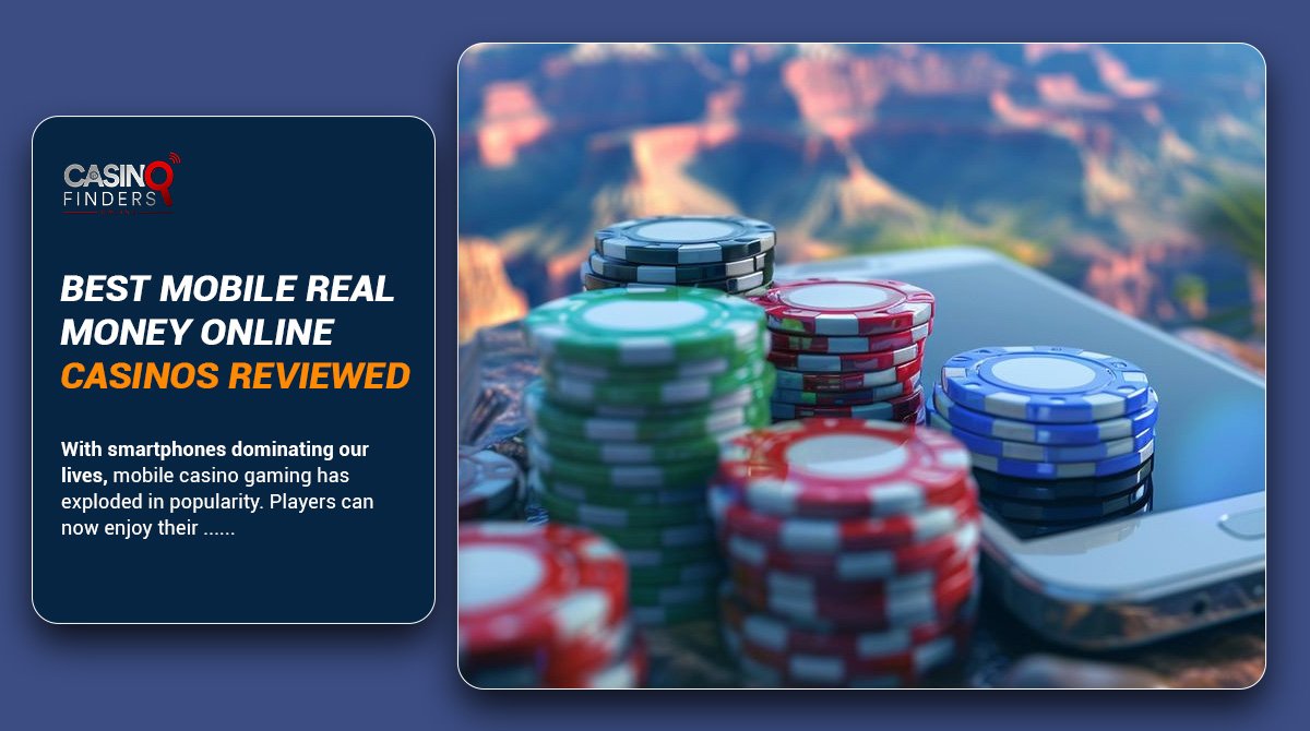 guide to the best real money mobile casinos thumbnail image featuring an iPhone and poker chips