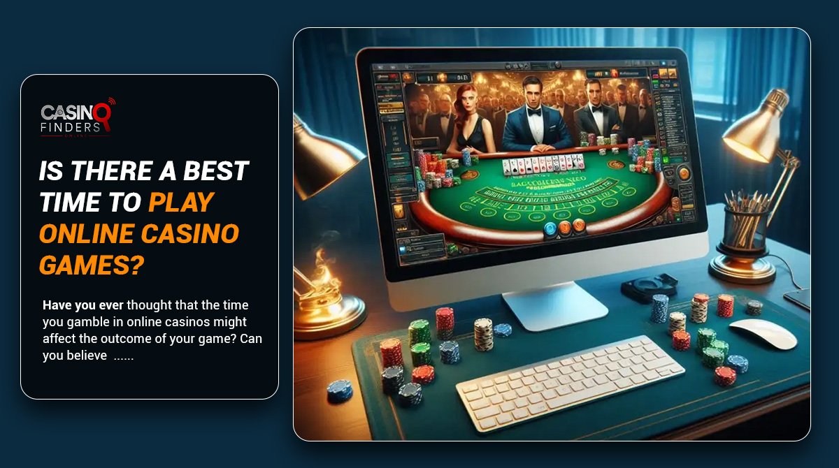 thumbnail image about the best time to play online casino games featuring an iMac and poker chips on the table