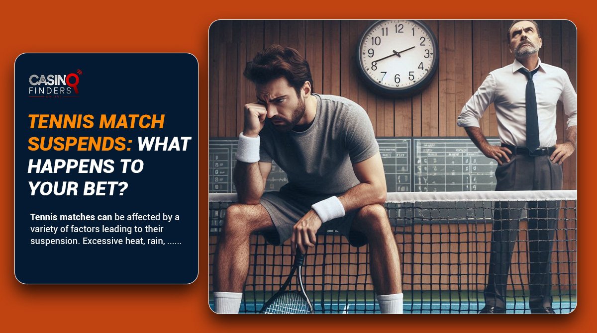 thumbnail image about what happens to bets when a tennis match is suspended featuring a frustrated male tennis player with his coach standing furiously behind him